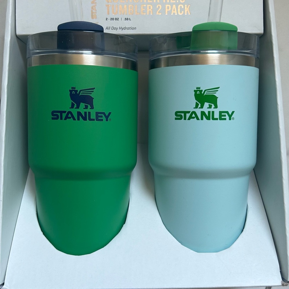 Stanley 2pk 20oz Stainless Steel H2.0 Flowstate Quencher.Kelly Green/Watercolor